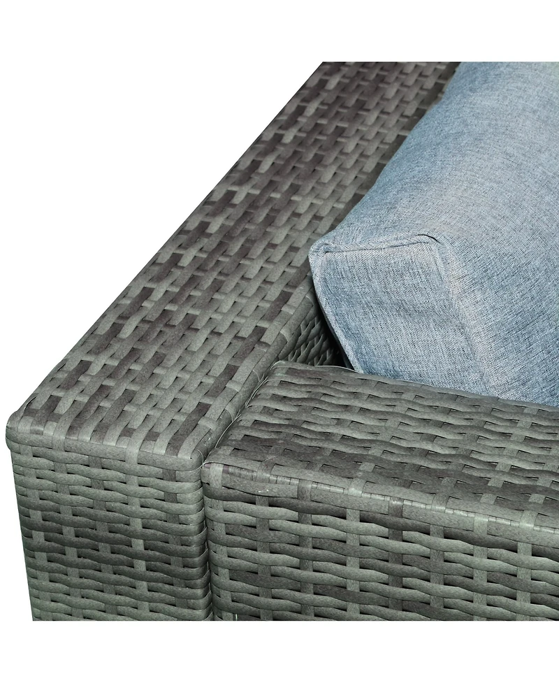 Outsunny 5pc Outdoor Wicker Furniture Set, Table, 3 Seats, Light