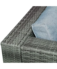 Outsunny 5pc Outdoor Wicker Furniture Set, Table, 3 Seats, Light