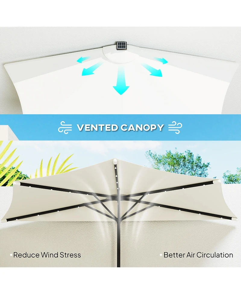 Outsunny Half Patio Umbrella, Upf 30+ Balcony