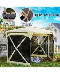 Outsunny 11ft Pop Up Gazebo Screen Tent with Removable Roof, Dark