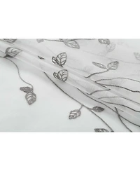 Kate Aurora 2 Pack Floral Leaf Embroidered Grommet Sheer Curtains - 38 in. W x 84 L, Linen