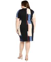 R & M Richards Plus Placement Print Scuba Dress