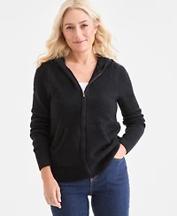 Style & Co Petite Zip-Front Hooded Sweater, Macy's Exclusive