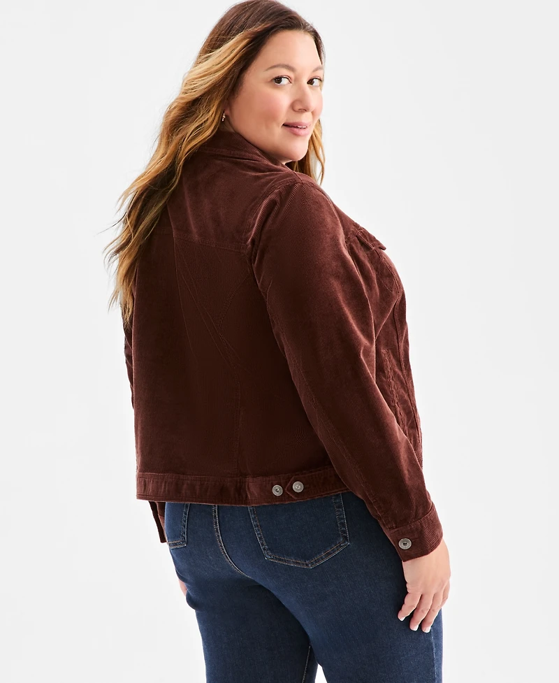 Style & Co Plus Corduroy Button-Front Jacket, Macy's Exclusive
