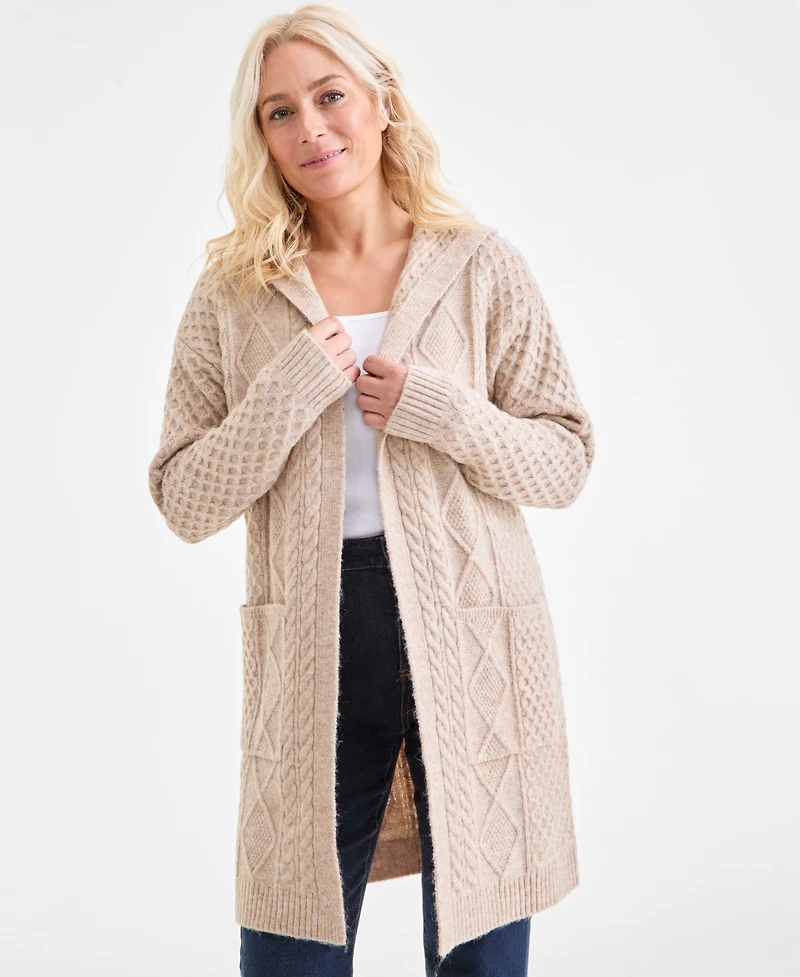 Style & Co Women's Chunky Cable-Knit Hoodie Cardigan, Created for Macy's