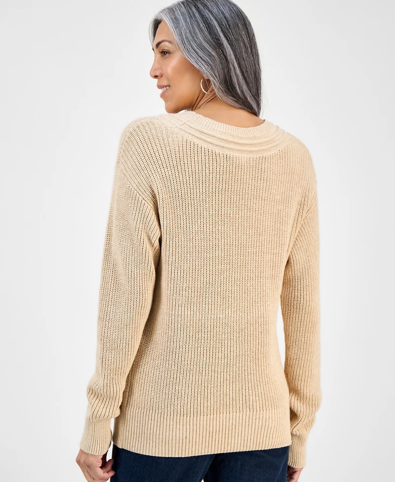 Style & Co Women's V-Neck Long-Sleeve Sweater, Macy's Exclusive