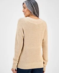 Style & Co Women's V-Neck Long-Sleeve Sweater, Macy's Exclusive