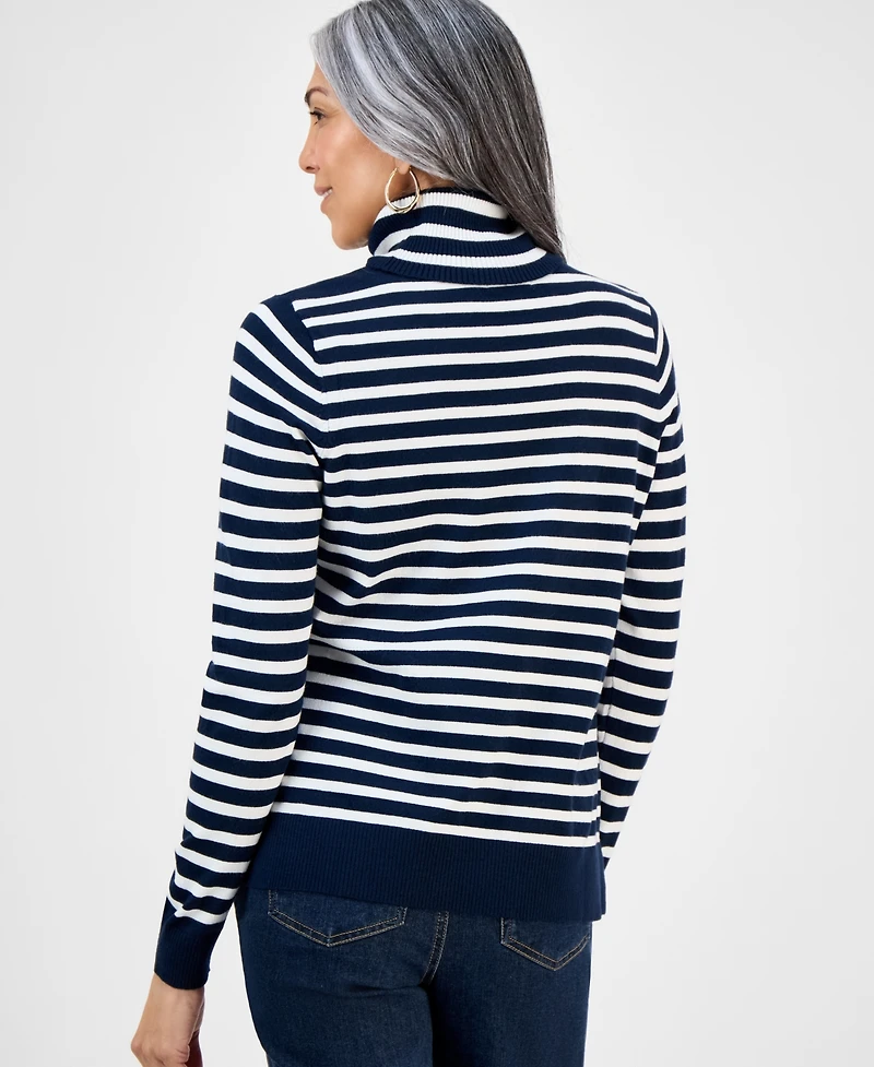 Style & Co Women's Striped Turtleneck Long-Sleeve Sweater, Macy's Exclusive