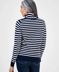 Style & Co Women's Striped Turtleneck Long-Sleeve Sweater, Macy's Exclusive