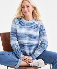 Style & Co Women's Space-Dye Long-Sleeve Crewneck Sweater, Macy's Exclusive