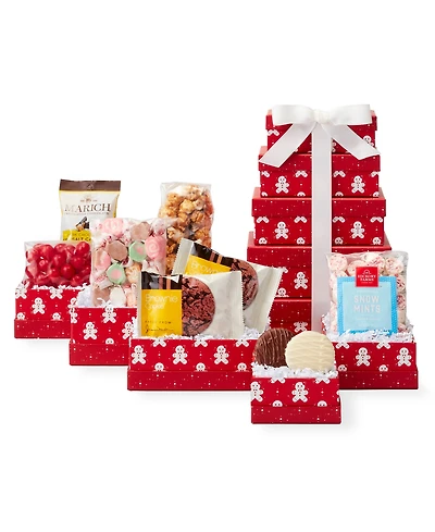 Hickory Farms Holiday Jolly Gingerbread Treat Tower, 9 Piece