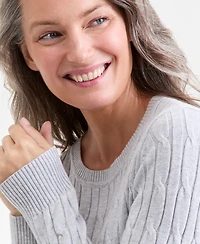 Style & Co Women's Cotton Cable-Knit Crewneck Sweater, Created for Macy's