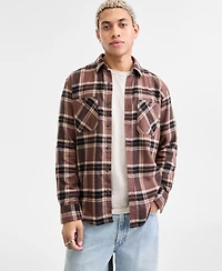 Sun + Stone Men's Anthony Long-Sleeve Cotton Flannel Plaid Shirt, Macy's Exclusive