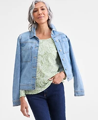 Style & Co Petite Paisley-Print Scoop-Neck Top, Macy's Exclusive