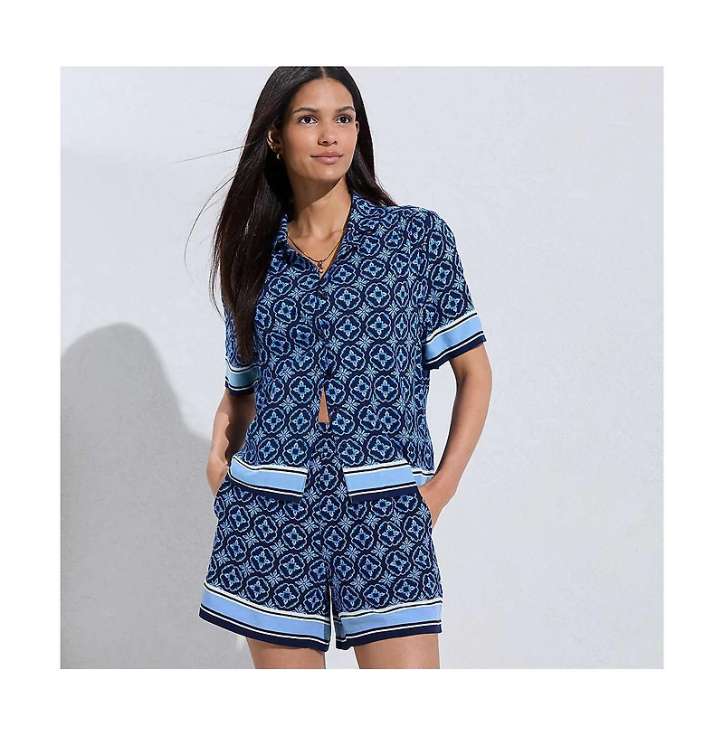 Lands' End Women's Rayon High Rise 5" Pull On Shorts