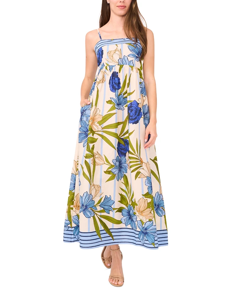 CeCe Women's Square Neck Spaghetti Strap Maxi Dress
