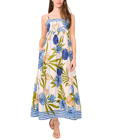 CeCe Women's Square Neck Spaghetti Strap Maxi Dress