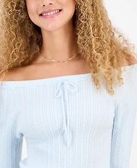 Ultra Flirt Juniors' Off-The-Shoulder Cable-Knit Sweater
