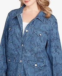 Ruby Rd. Plus Size Wide Leg Floral Cutout Jacket
