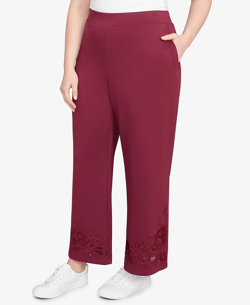 Ruby Rd. Plus Wide Leg Floral Cutout Pants