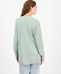 Hippie Rose Juniors' Open-Front Long-Sleeve Midi Cardigan