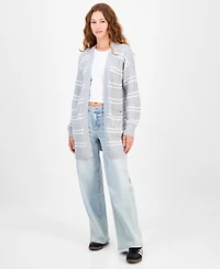 Hippie Rose Juniors' Open-Front Long-Sleeve Midi Cardigan