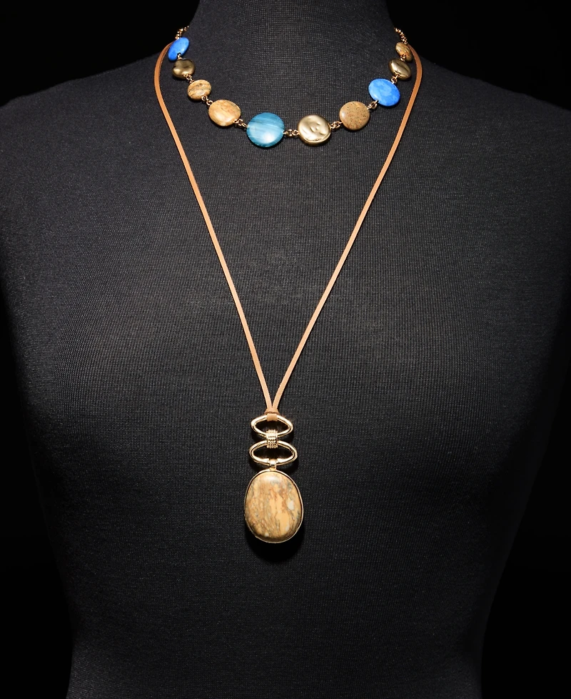 Style & Co Stone Layered Pendant Necklace, 18" + 3" extender, Macy's Exclusive