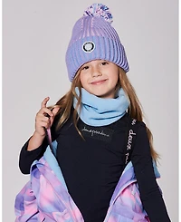 Deux par Girl Lined Knit Pompom Hat Blue, Purple and Pink - Toddler|Child
