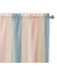 Kate Aurora 2 Pack Rainbow Striped Rod Pocket Semi Sheer Linen Window Curtains - 52 in. W x 84 in. L, Pink/Blue