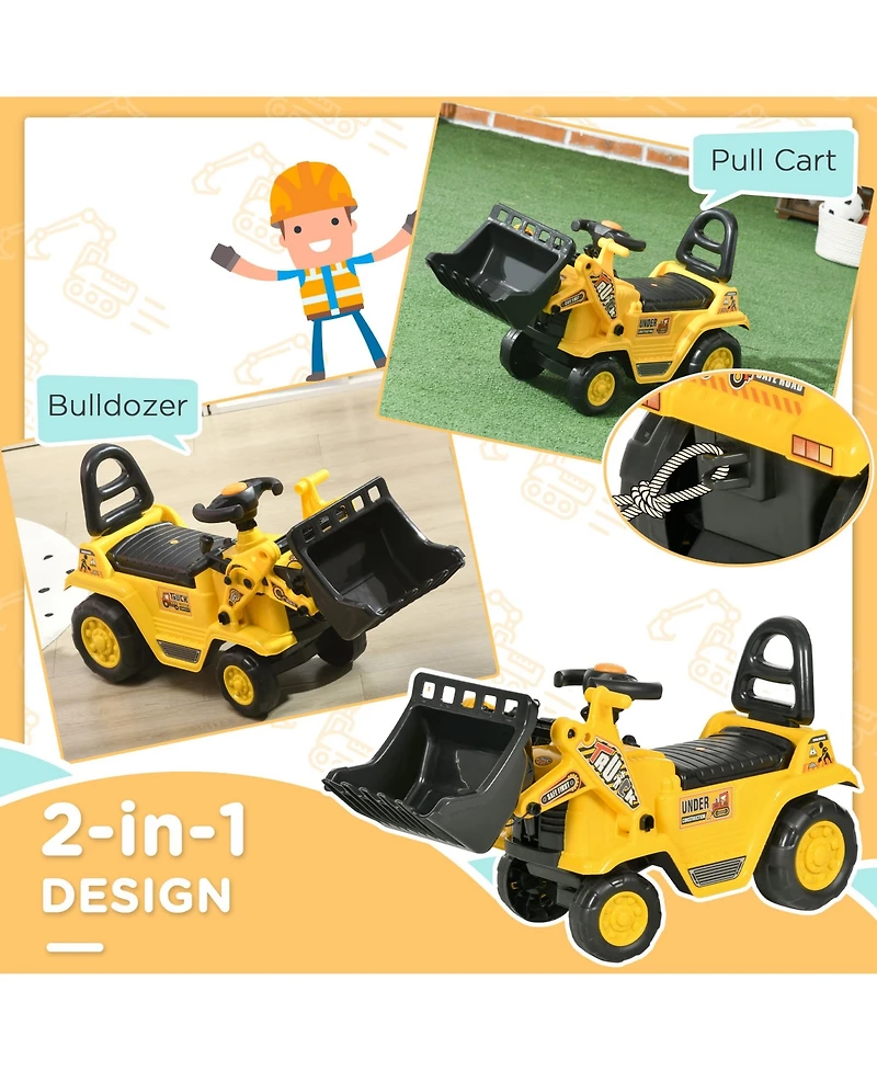 Homcom Kids Ride on Tractor with Storage, Excavator Scooter Gift for Kids