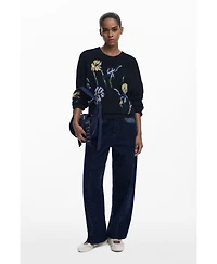 Desigual Women's Jacquard sweater with embroidered flowers