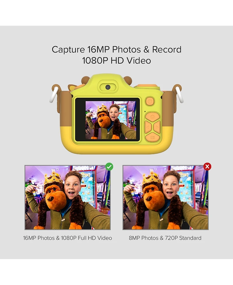 myFirst Camera 3 () Kids Digital Camera, Video Camera for Toddlers, 16MP 1080HD Video, MicroSD Card, Selfie & Macro Lens