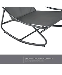 Mondawe Modern Armless Rocking Chair W/ Breathable Mesh Plush Cushion Steel Frame Package style seat