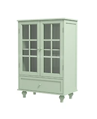Casainc Kitchen Cabinet with Double Glass Doors and Drawer