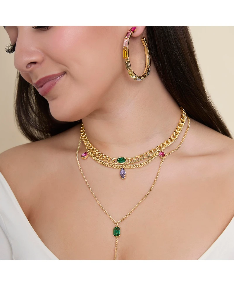 Jessica Simpson Multicolor Gemstone Hoop Earrings