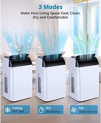 gaomon 12,000 Btu Portable Ac - Quiet Operation, Dehumidifier & Fan, Remote Control, Black Cover, Cools Rooms up to 550 Sq. Ft