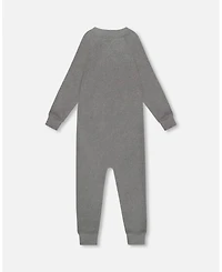 Deux par Toddler Unisex One-Piece Thermal Underwear Dark Heather Gray