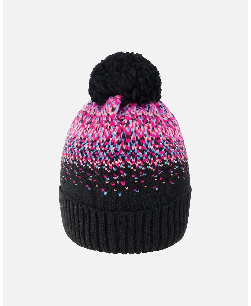 Deux par Girl Lined Knit Pompom Hat Black and Pink - Toddler|Child