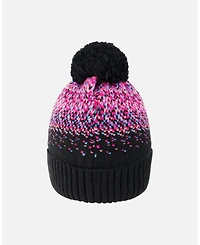 Deux par Girl Lined Knit Pompom Hat Black and Pink - Toddler|Child