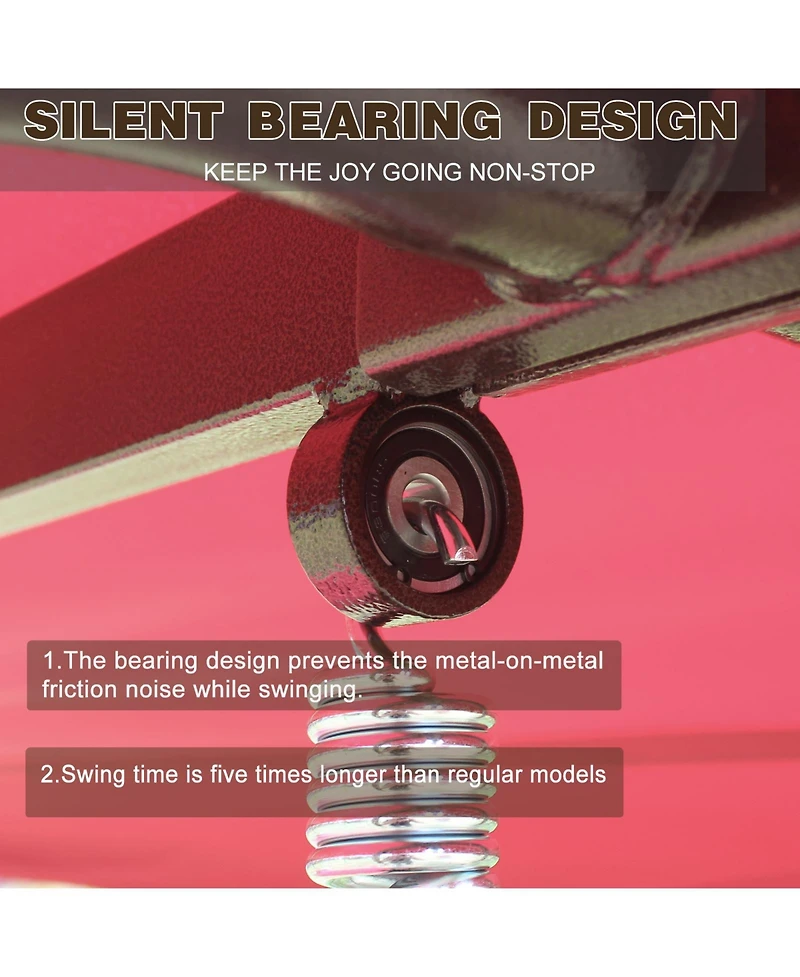 Flynama Outdoor Patio 3 seaters Metal Swing Chair Swing bed with Cushion and Adjustable Canopy Red Color