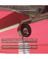 Flynama Outdoor Patio 3 seaters Metal Swing Chair Swing bed with Cushion and Adjustable Canopy Red Color