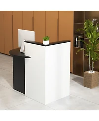 Mecale Front Reception Office Desk with Open Shelf and Lockable Drawer
