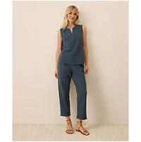 Pact Women's Organic Cotton Coastal Double Gauze Henley Tank