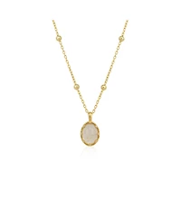 Spero London Transparent Moonstone Sterling Silver Pendant Necklace With Beaded Chain