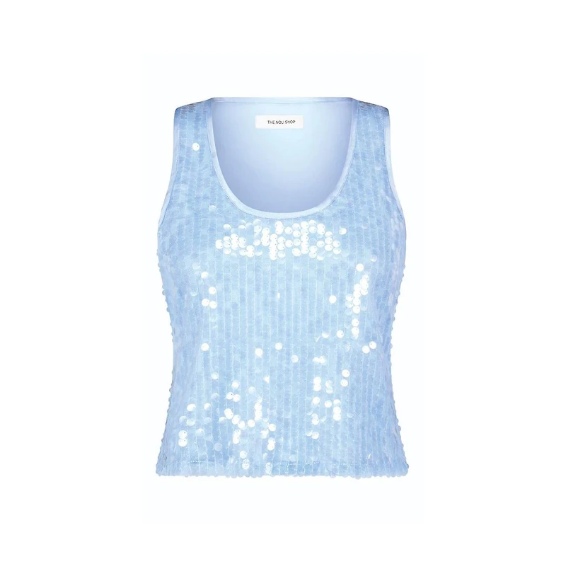 The Noli Shop Women's Sophia Sequin Tank - Capri Blue