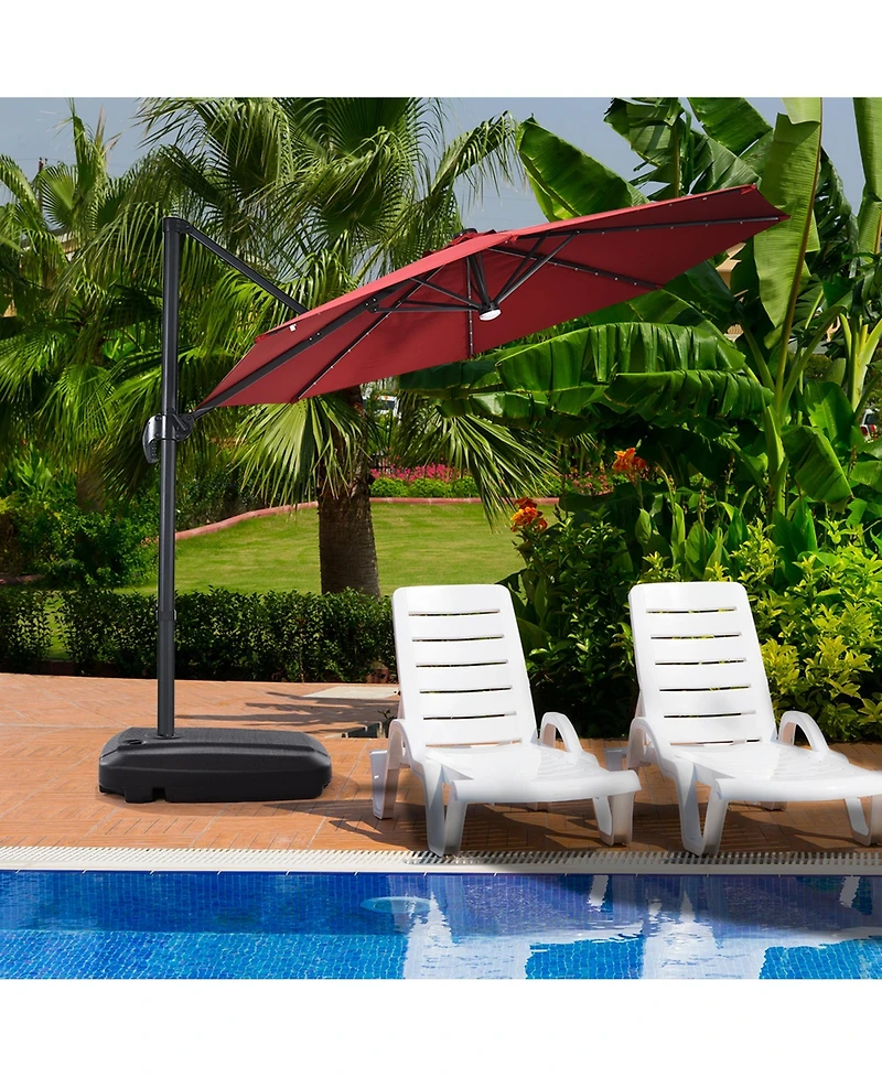 Gymax 60L Patio Cantilever Offset Umbrella Base Portable Base Weight w/ Wheels