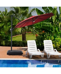 Gymax 60L Patio Cantilever Offset Umbrella Base Portable Base Weight w/ Wheels