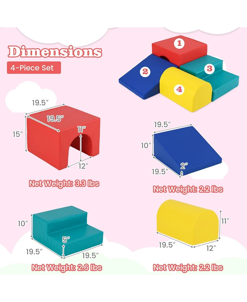 Gymax Toddler Climb & Crawl Activity Playset Blocks w/ Waterproof Pu Cover Epe Foam Multi-color