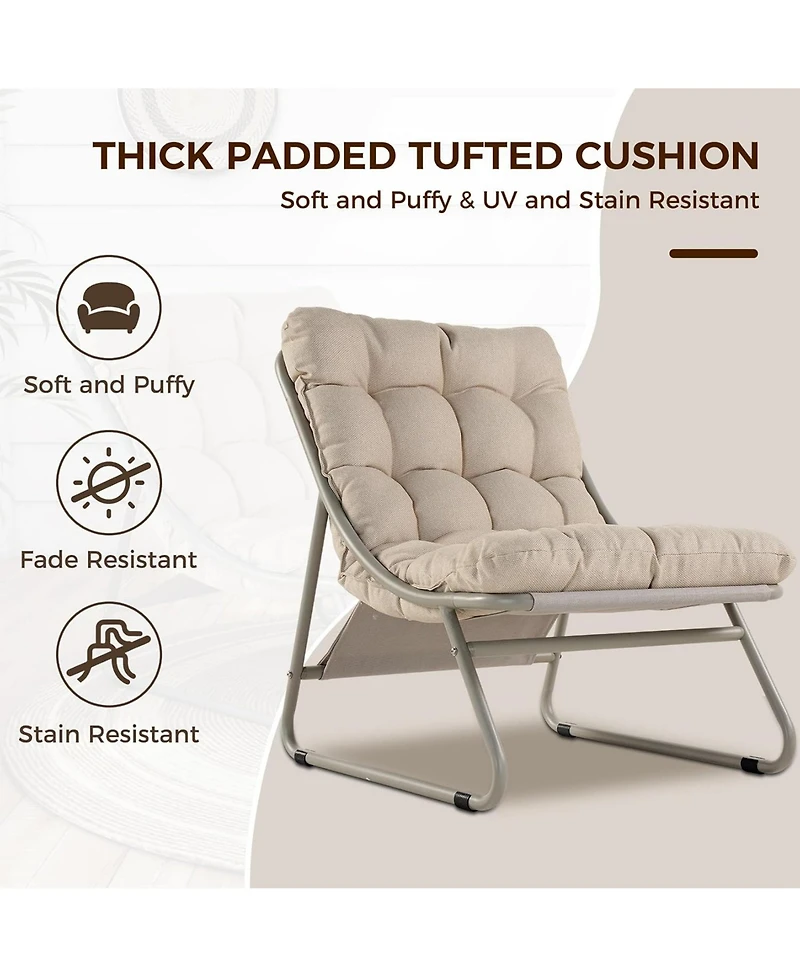 Mondawe 2-Piece All-Iron Removable Lounge Chair Set With Cushions & Footrest,Breathable Mesh Chair