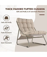 Mondawe 2-Piece All-Iron Removable Lounge Chair Set With Cushions & Footrest,Breathable Mesh Chair